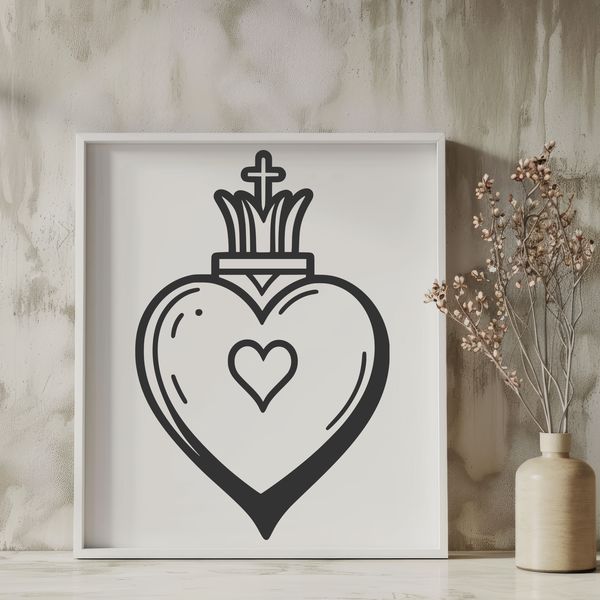 Beautiful Vector Sacred Heart Image Sacred Heart icon in vector format, suitable for religious decorations and designs.