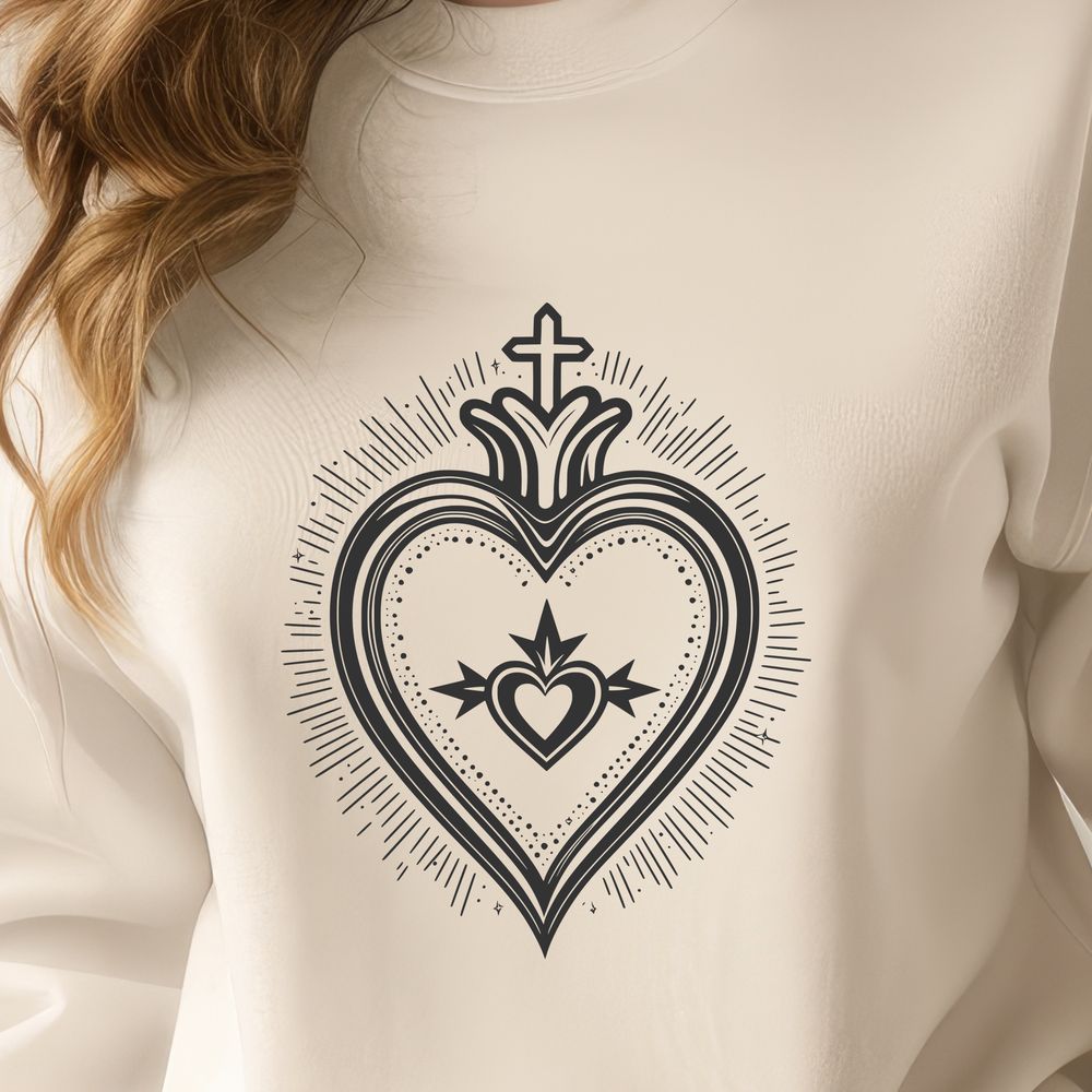 Beautiful Religious Illustration SVG File A detailed illustration of the Sacred Heart symbol in vector format.