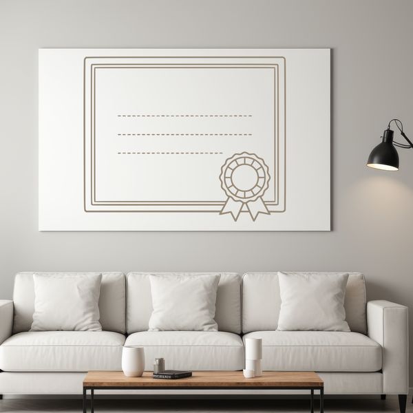 A digital certificate scroll with a traditional silhouette design.
