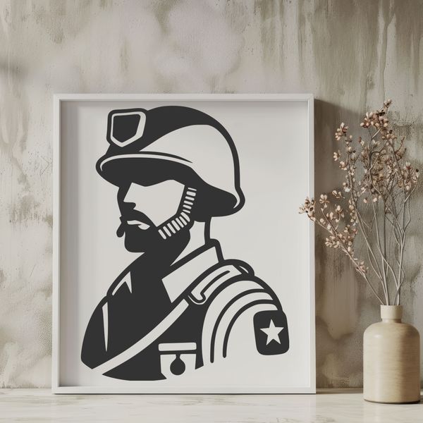 Uniformed Man Silhouette Military man in uniform.