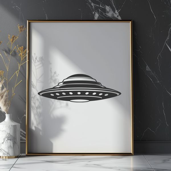 Beautiful SVG Spaceship Clip Art A futuristic spacecraft designed with vector lines, suitable for cutting machines like Cricut or laser cutters.