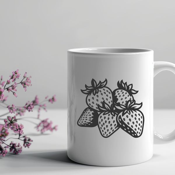 Delicious Strawberry SVG Icon A digital rendering of a ripe strawberry, suitable for graphic design and craft projects.