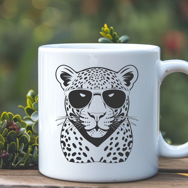 Big Cat with Cool Shades A sleek big cat with sunglasses lounging in the sun, designed as a high-resolution vector graphic.