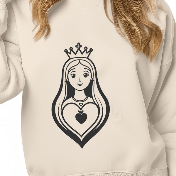 Traditional Religious Icon SVG A traditional religious icon representing the Immaculate Heart of Mary, designed as a scalable vector graphic.