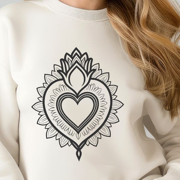 Beautiful Clip Art for Church Decor A stylized illustration of the Immaculate Heart, suitable for use in religious contexts and design projects.