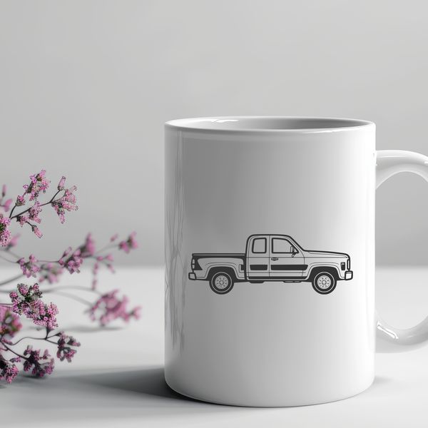 Free Pickup Truck Vector Graphic A detailed illustration of a pickup truck, suitable for vector art and design.