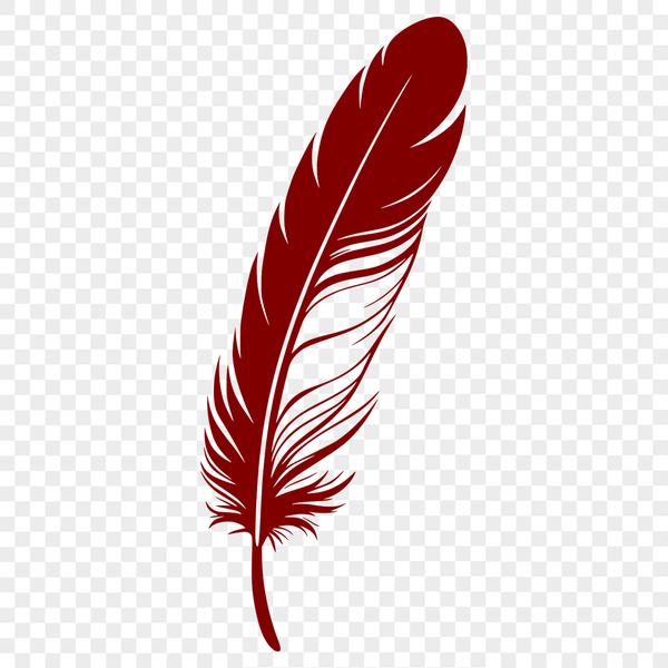 Rounded Edge Feather Icon in Vector Format A single white feather with rounded edges in vector format.