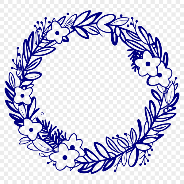 Elegant Floral Garland SVG Art A floral wreath designed as vector art, ideal for digital cutting machines like Cricut.