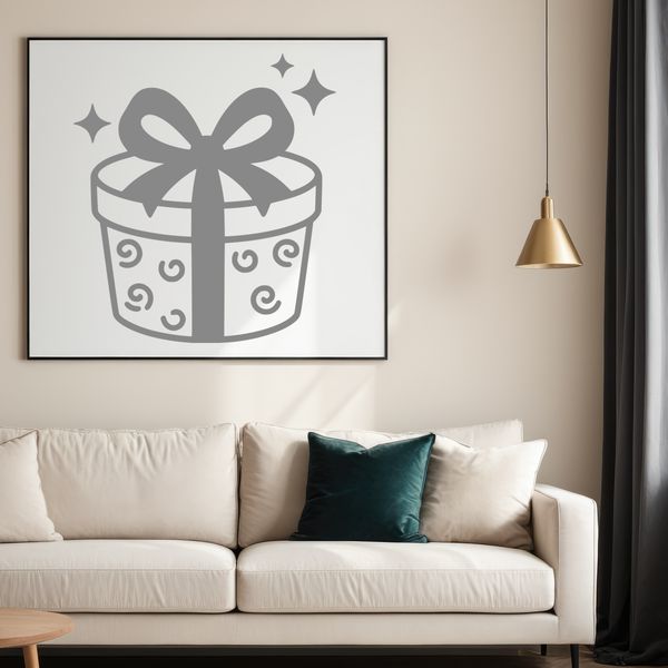 A wrapped gift box with decorative ribbon and bow.