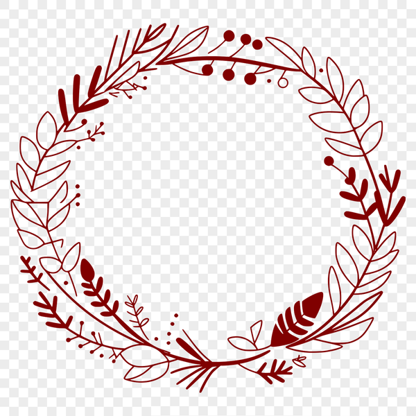 A floral wreath design made with vector shapes in a digital format.
