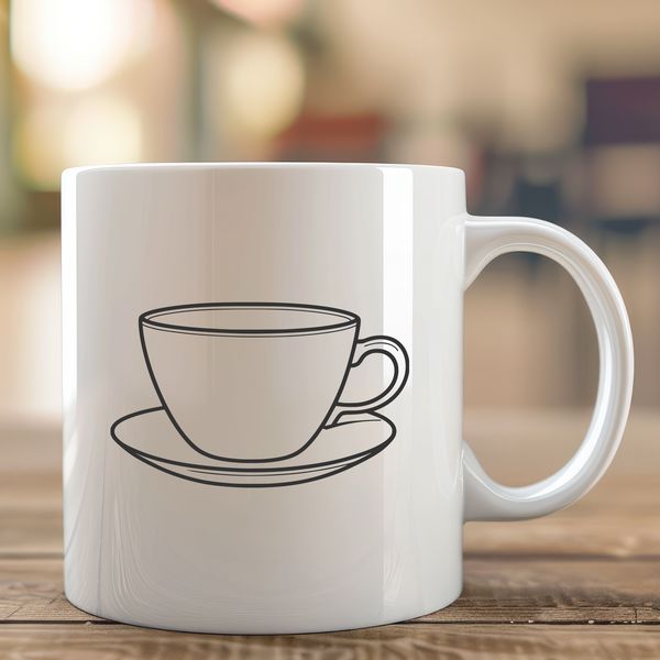 SVG Cutting Machine Template A simple vector design of a teacup for digital cutting machines and craft projects.