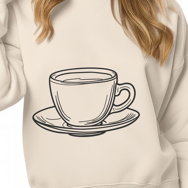 Tea Time Illustration SVG A ceramic teacup with a handle, designed as a vector graphic for use in various digital projects.