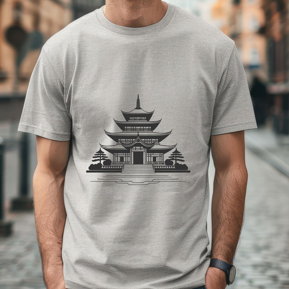 Beautiful Religious Iconography Image A traditional Buddhist temple with intricate architecture and ornate details, suitable for use in vector art designs.