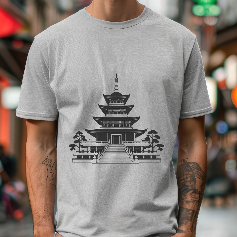 Serene Asian Architecture A vector illustration of a serene Buddhist temple with a distinctive design and ornate roof.