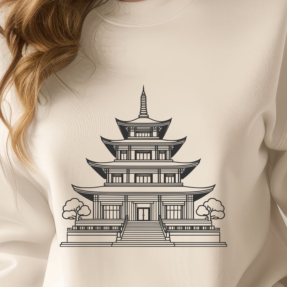 Stunning Temple Design in Vector Format Buddhist temple design in vector format, suitable for various digital applications.