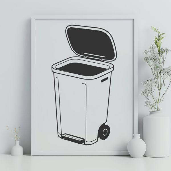 Digital Trash Can Icon An illustration of a trash can made from vector lines for digital use.
