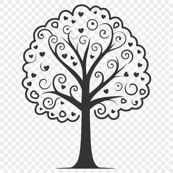 A detailed illustration of a tree with branches and leaves, suitable for use in digital design projects.