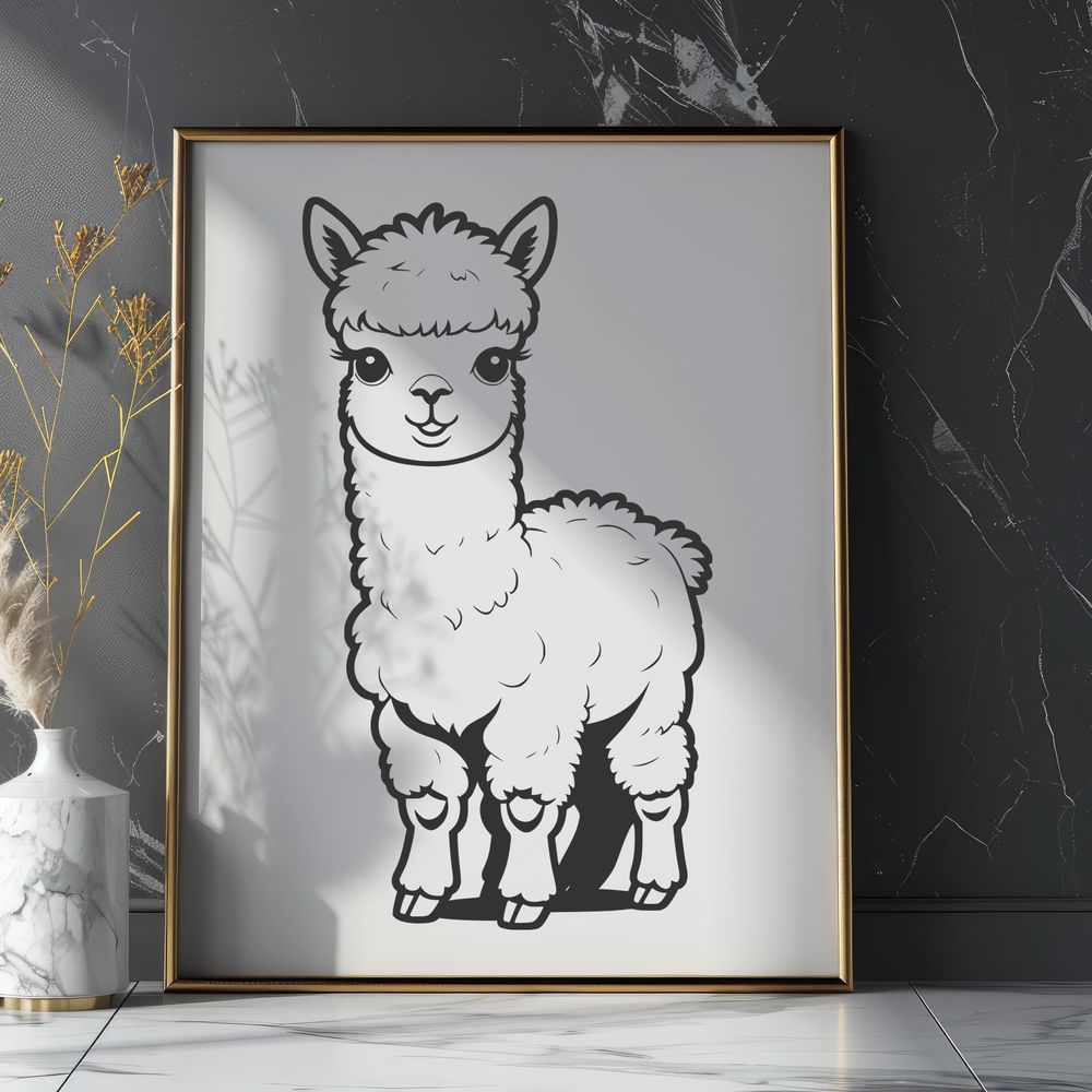 Cute Fuzzy Friend Vector Graphic An illustration of a friendly alpaca, created as vector art.