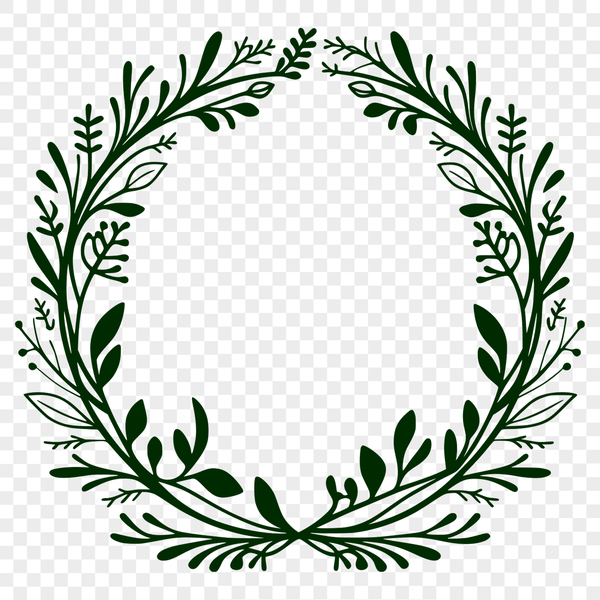 Free Vector Art - Decorative Wreath Clipart A digital illustration of a floral wreath made with vector lines, suitable for printing in various formats.