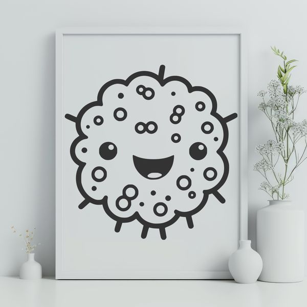 A stylized illustration of a single cell bacterium with rounded edges, suitable for vector graphics.