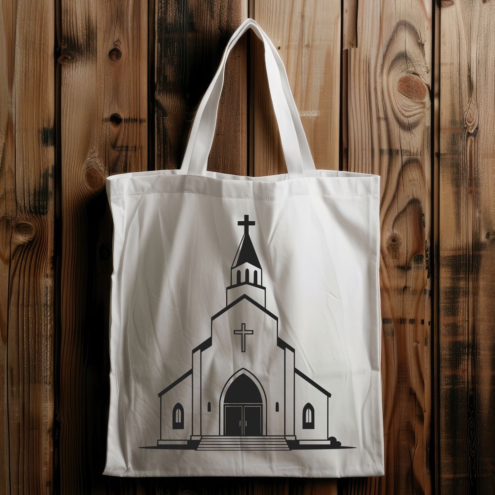 Simple Religious Building Vector A simple Baptist church building with a cross on top, designed as a vector SVG image.