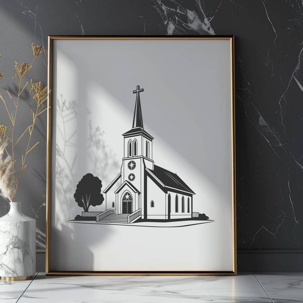 Simple Baptist Church Design Vector Art A simple design representation of a traditional Baptist church building.