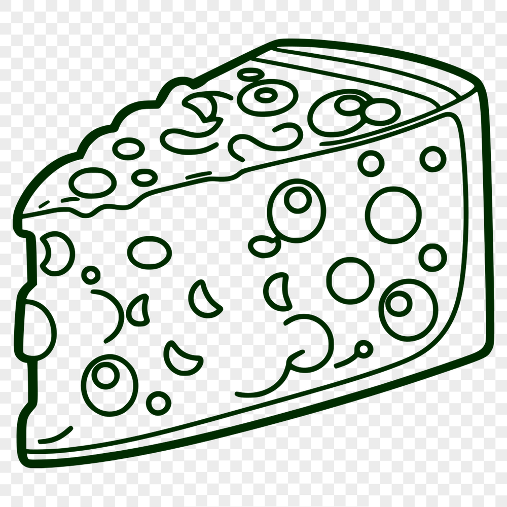 Wedge of Delight A stylized illustration of a wedge-shaped cheese with rounded edges.