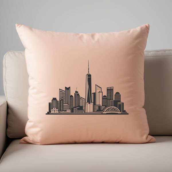 Sunset Urban Landscape Illustration A high-resolution digital illustration of a city skyline at sunset.