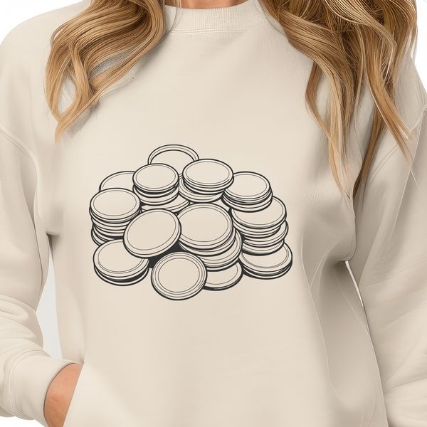 Coin Collection Vector Graphics SVG image of a set of coins in various denominations.