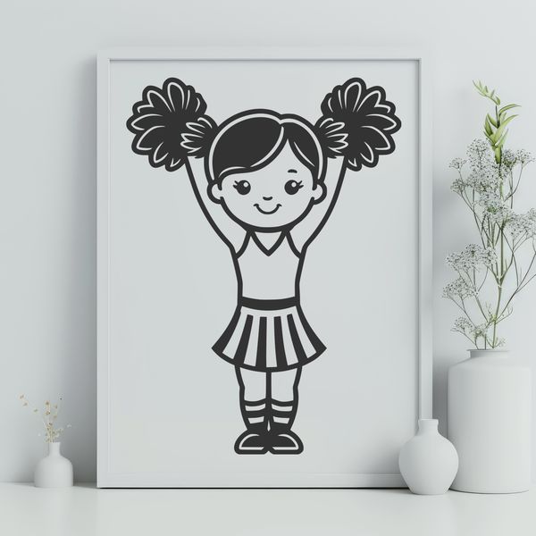 Cheerleader Girl Illustration Colorful illustration of a young girl in a cheerleading outfit, suitable for vector art designs.