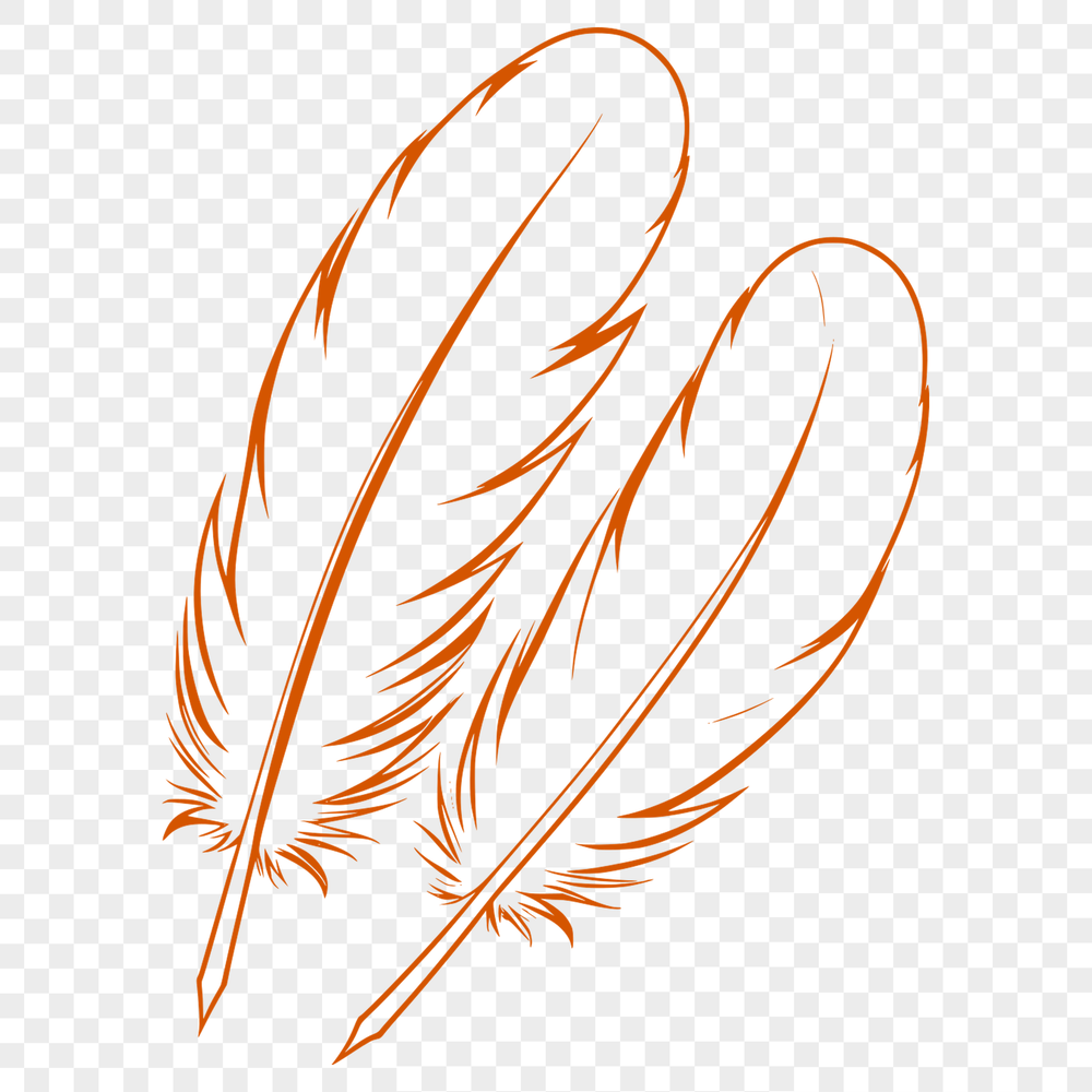 Free Vector Outline Feather Graphic Design A high-quality illustration of a single white feather in outline form, suitable for graphic design and printing.