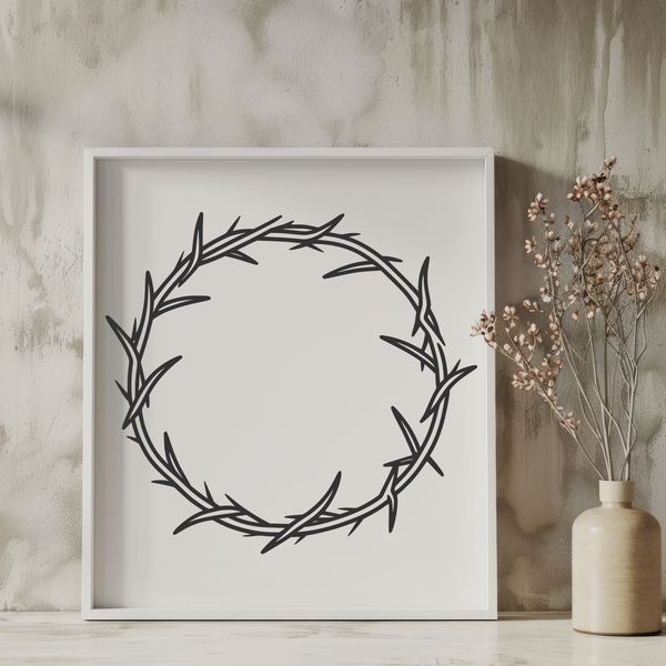 Symbolic Crown Vector Design A digital vector design of a Crown of Thorns, suitable for various applications including commercial and personal projects.