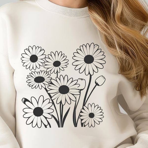Beautiful Free Floral Design Vector Art A detailed illustration of a white daisy with yellow center in a simple style.