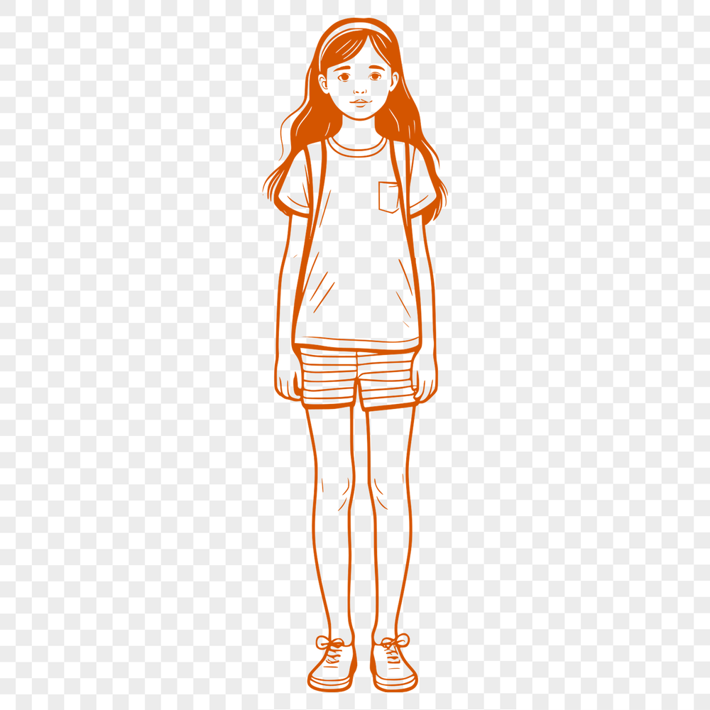 Simple Vector Girl Design Young girl illustrated in a simple vector design, suitable for digital crafting and DIY projects.