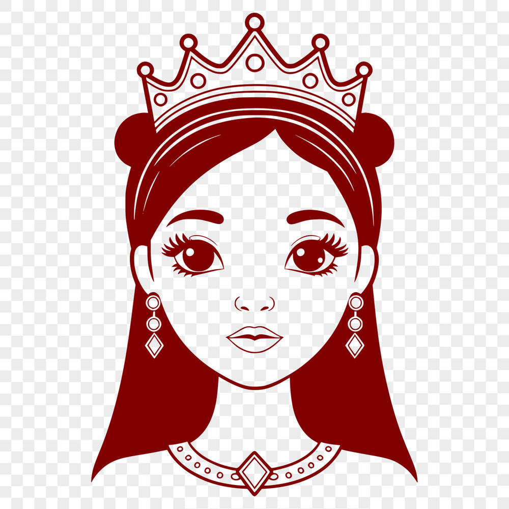 A young female princess character in a stylized illustration, suitable for digital and craft projects.