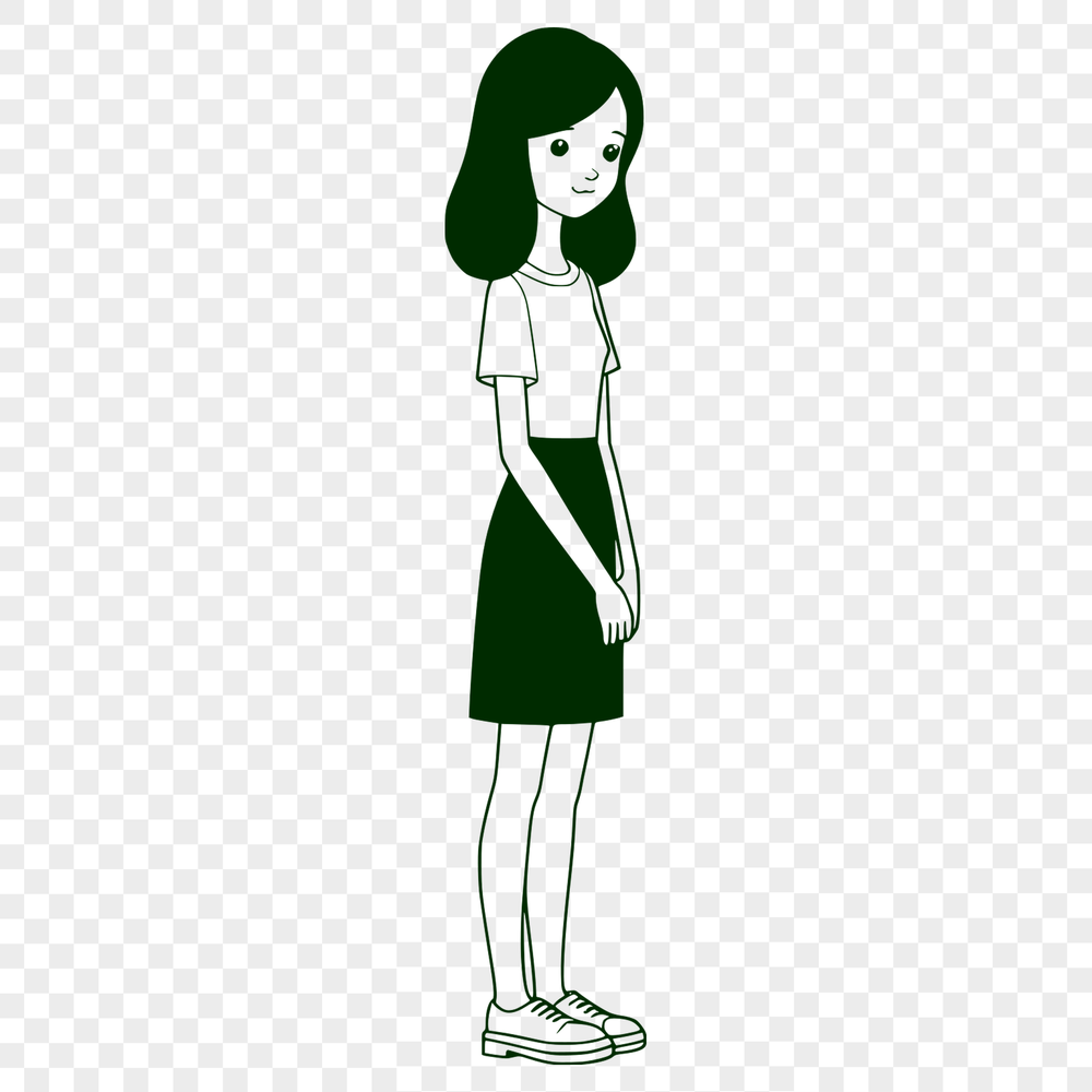 Young Female Silhouette Vector Image A young girl in a casual outfit with a neutral background.