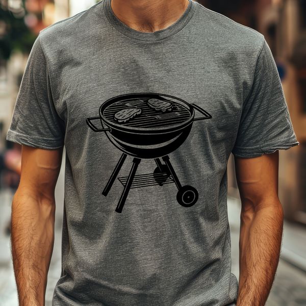 Barbecue Essentials Vector Graphics A vector graphic illustration of a backyard barbecue setup with a grill, utensils, and food.
