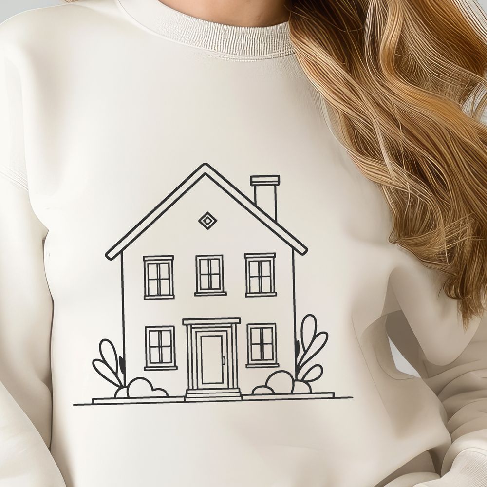A charming SVG house illustration A simple 2D illustration of a house with a rectangular shape and a sloping roof.
