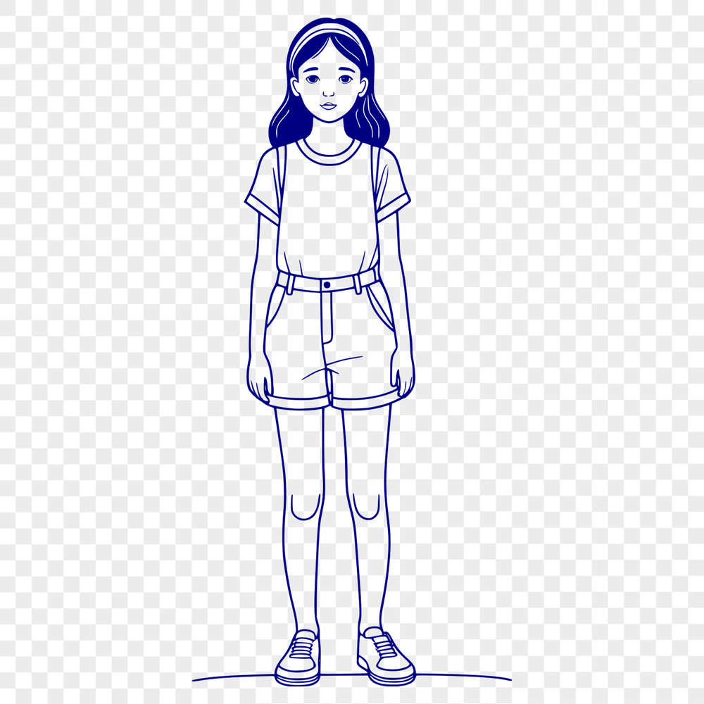 Free Girl Illustration Download A young girl illustration designed as a vector graphic in an SVG format.