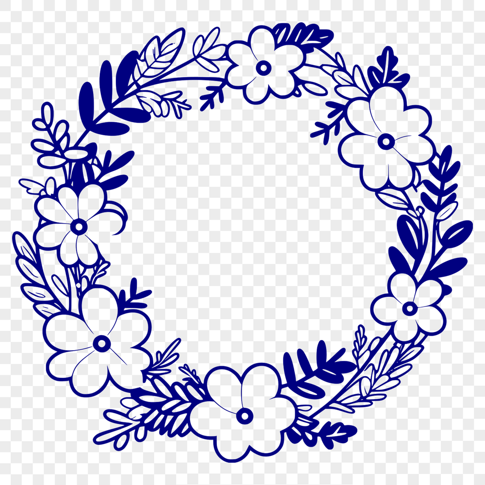 Free Cut File Floral Wreath Template A floral wreath design created in vector art format, suitable for cutting machine and laser cutter projects.
