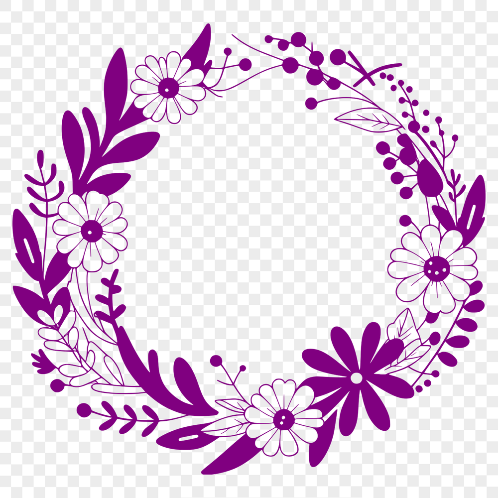 Delicate Floral Garland Design A delicate floral wreath design for digital use, featuring intricate patterns and shapes.