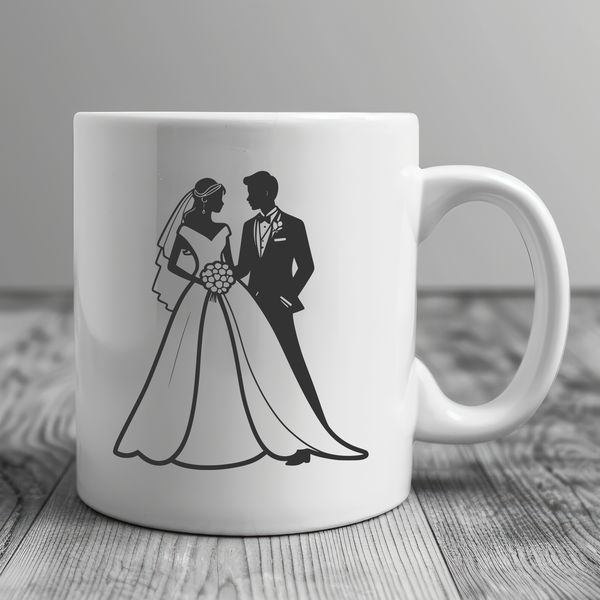 Beautiful Wedding SVG Template A customizable wedding template featuring a bride and groom in a romantic pose, ideal for vector art and design projects.