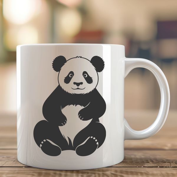Digital Panda Clip Art Design A digital illustration of a wild animal, specifically a panda.