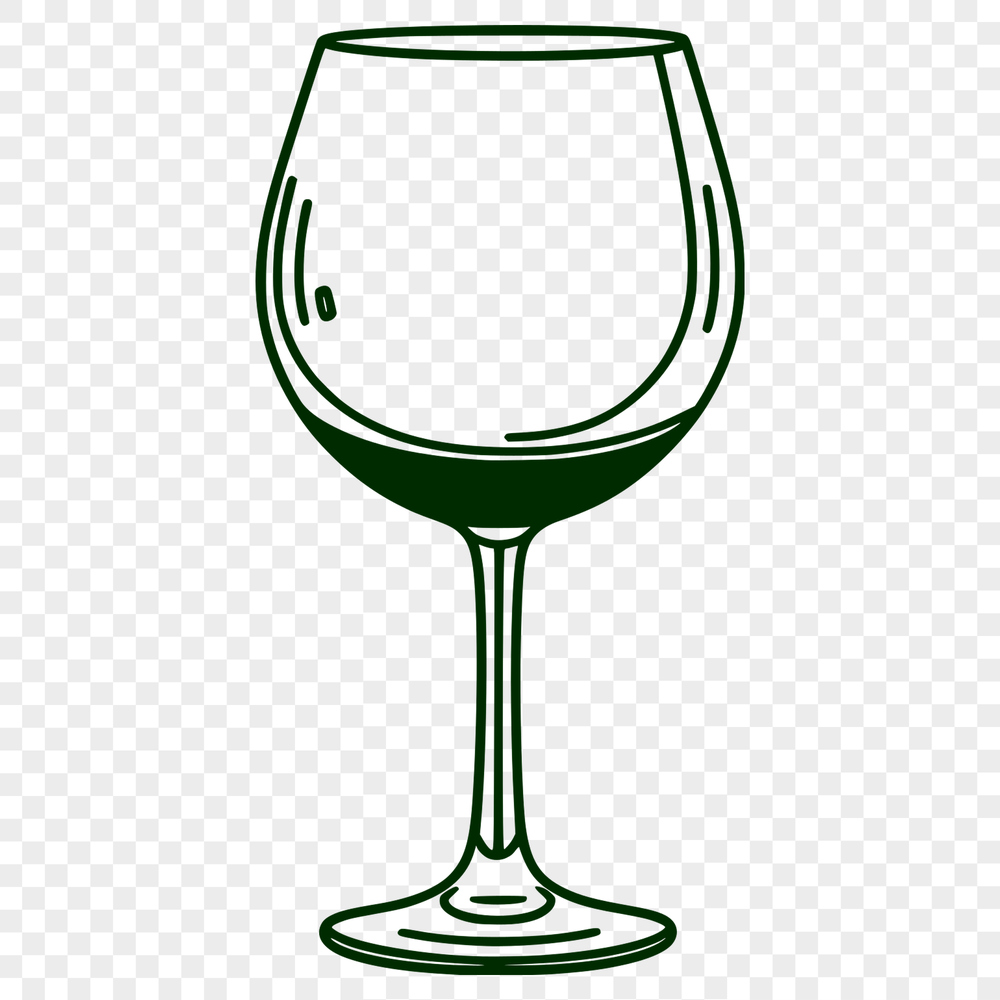 Elegant Red Wine Glassware A transparent glass containing a red wine in a dinner setting.