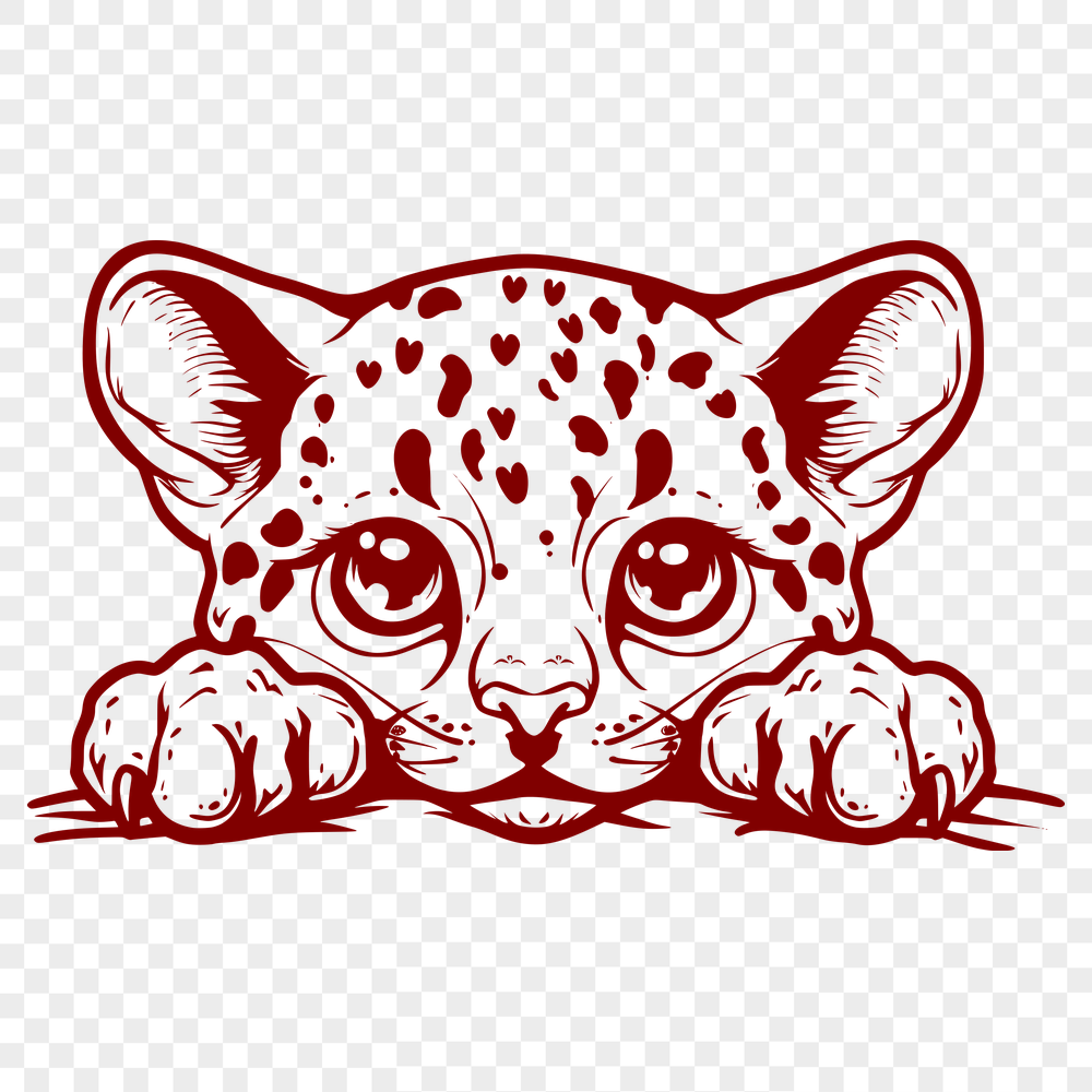 Cute Peeking Big Cat Illustration