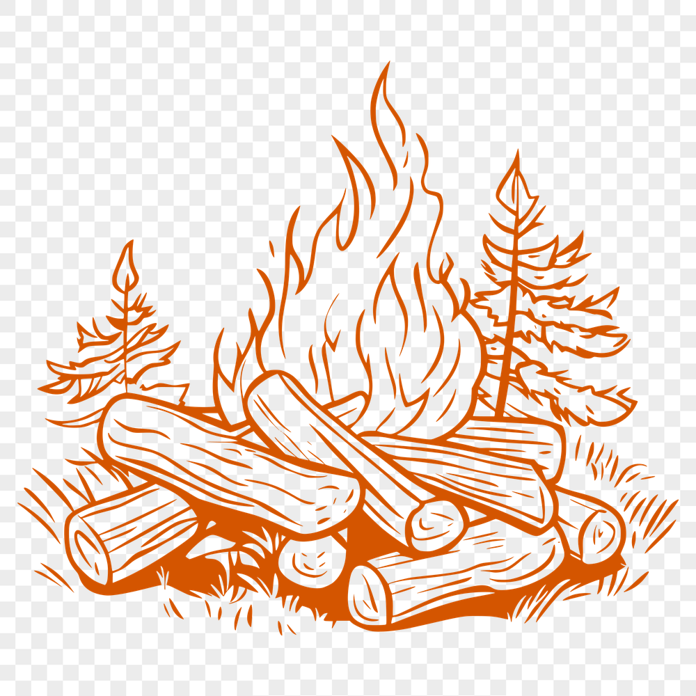 Beautiful Camp Fire Printable Artwork - Free DXF Download