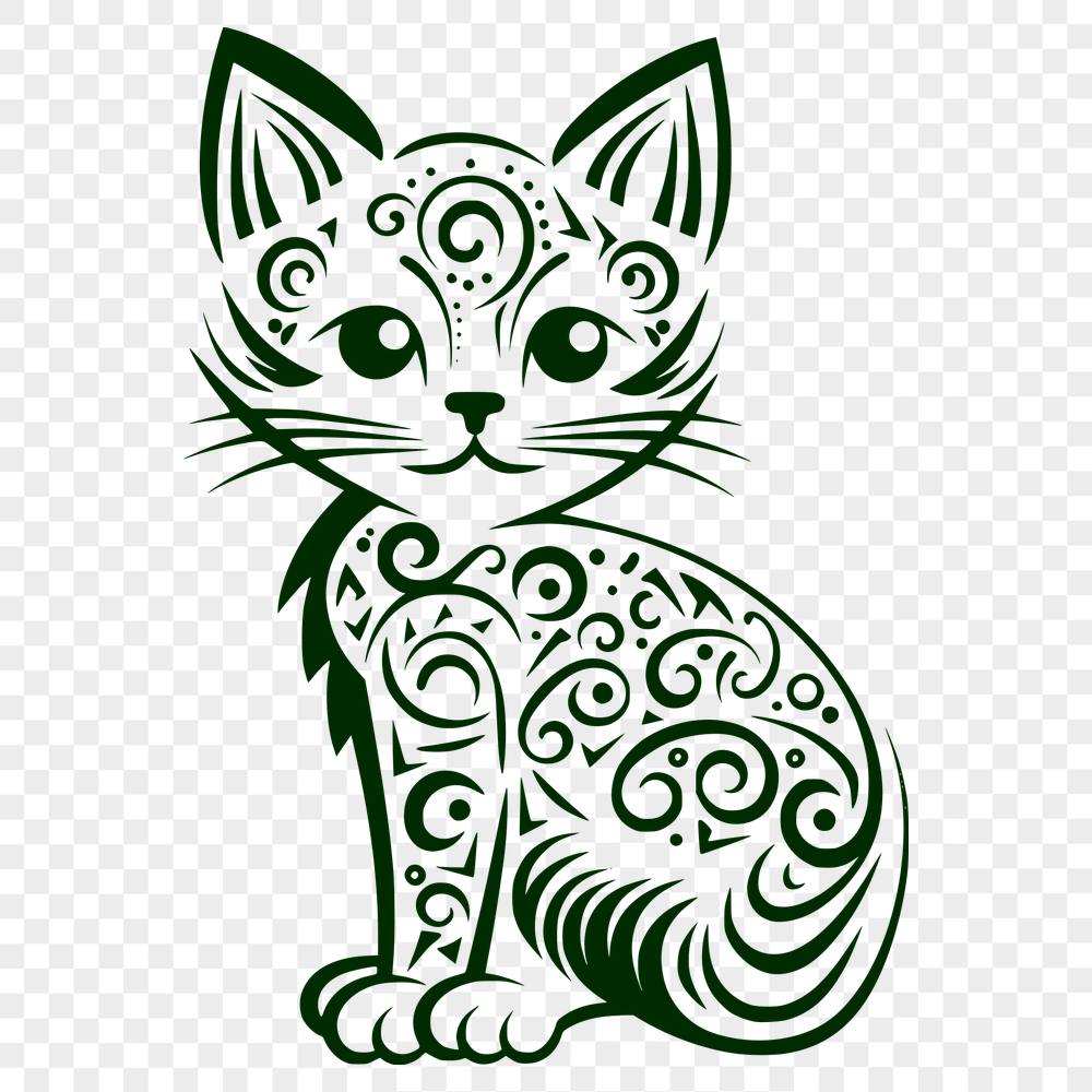 Free Ornate Kitten Digital Drawing