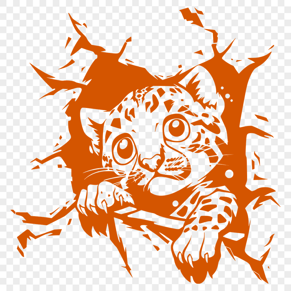 Cute Big Cat Smashing Through Wall SVG