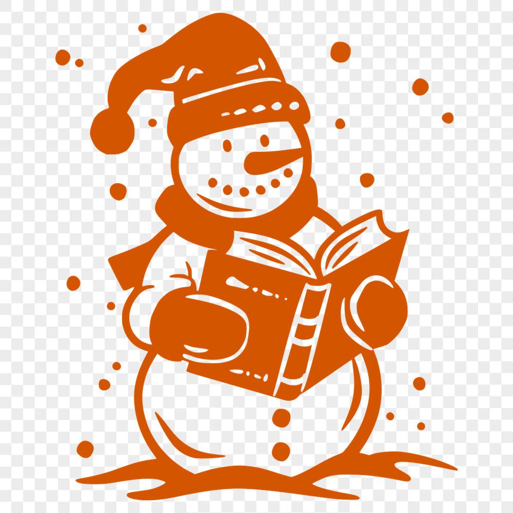 Stunning Snowman Reading A Book PNG