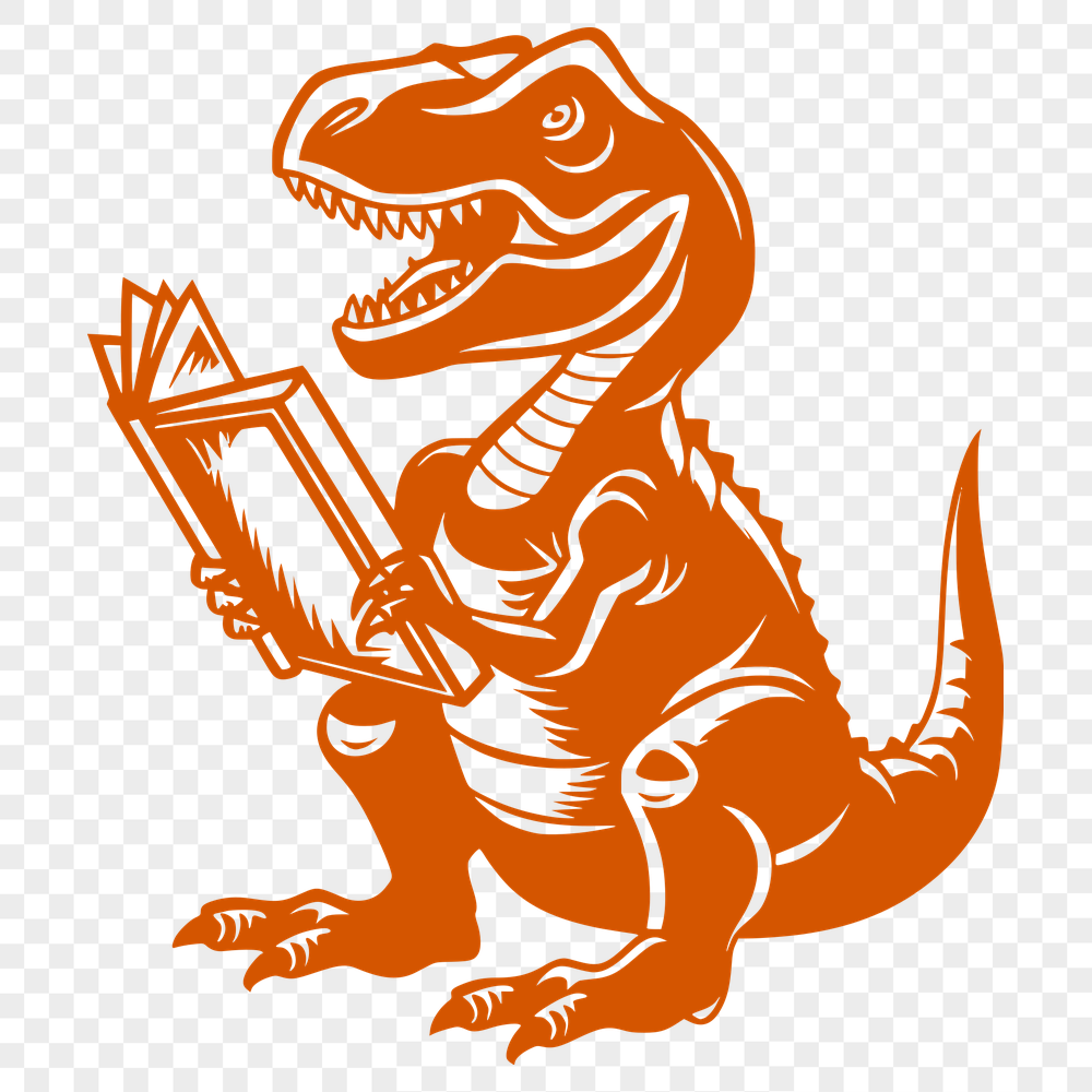 Beautiful Dinosaur Reading A Book DXF